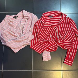 Timing cropped long sleeve blouse